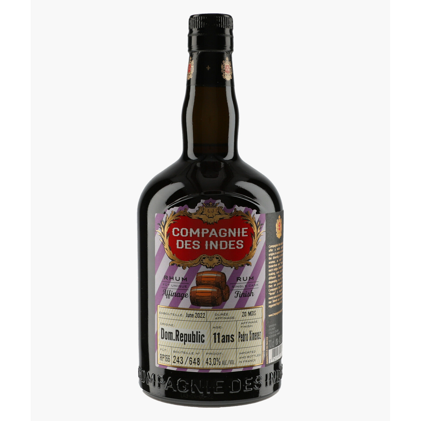 Rhum République Dominicaine 11 ans Ex Pedro Ximenez | LA COMPAGNIE DES INDES