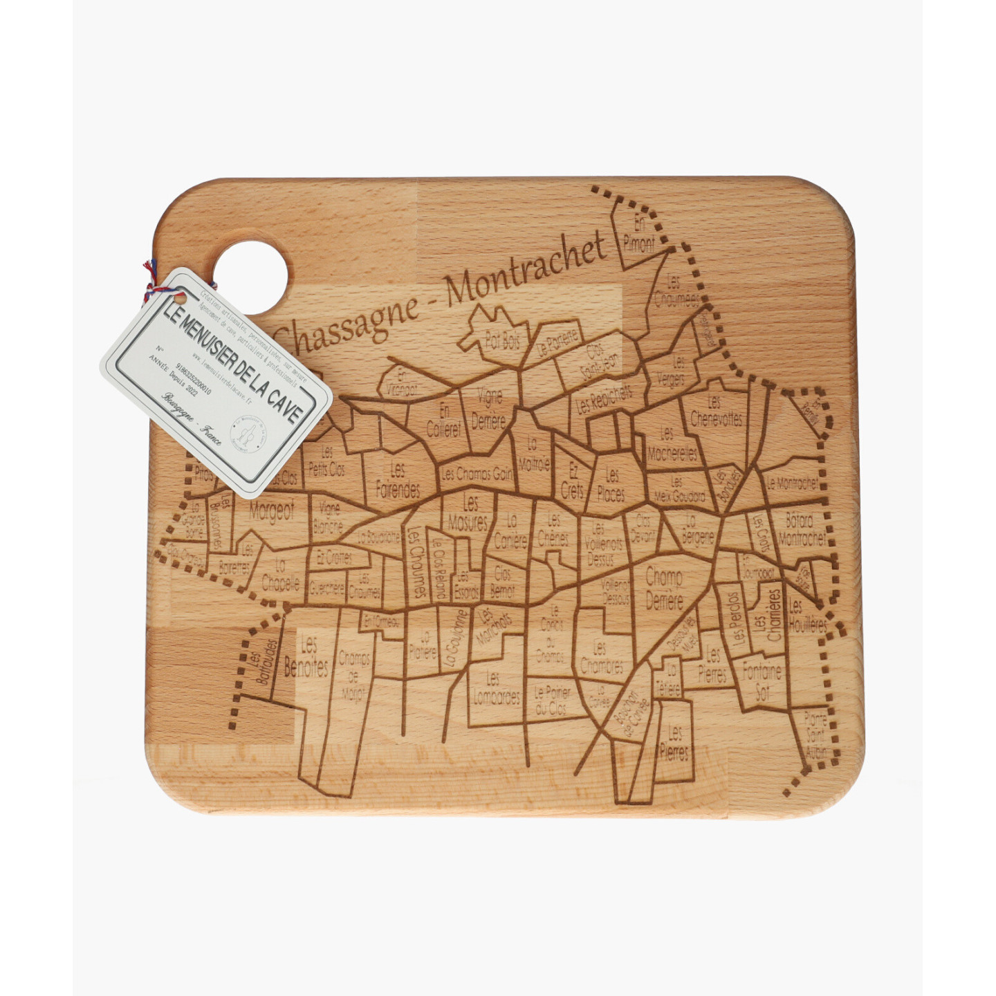 Planche apéritive Chassagne-Montrachet hêtre 280x250x18